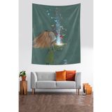 Pelangi Küçük Kızın Işık Saçan Hediye Kutusu Leke Tutmaz Kumaş Duvar Örtüsü Duvar Halısı Tapestry PNTR248, 100 x 140