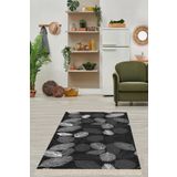 Pelangi Kuş Tüyü Yaprak Desenli Yıkanabilir Dijital Baskılı Kaymaz Taban Leke Tutmaz Salon Halısı Ve Yolluk, Siyah 180 x 250, 910355180250728