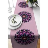 Pelangi Lila Mandala Desenli Leke Tutmaz Kumaş Salon Mutfak Masa Değişik Ranır Modelleri Runner, Lila 40 x 140