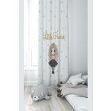 Pelangi Little Prenses Kız Desenli Dijital Baskı Yıkanabilir Bebek Çocuk Odası Fon Perdesi, beyaz-gold 140 x 270