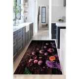 Pelangi Makaron Cupcake Tatlı Desenli Dijital Baskılı Kaymaz Taban Yıkanabilir Leke Tutmaz Mutfak Halısı, Kahverengi 80 x 400