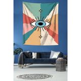 Pelangi Mavi Göz Desen Leke Tutmaz Kumaş Duvar Örtüsü Duvar Halısı Tapestry PNTR225, 35 x 50