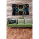 Pelangi Mavi Hare Desenli Leke Tutmaz Kadife Kumaş Duvar Örtüsü Duvar Halısı Tapestry YWLL435, 140 x 230