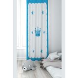 Pelangi Mavi Kral Tacı Desenli Dijital Baskı Yıkanabilir Bebek Çocuk Odası Fon Perdesi, mavi-beyaz 140 x 240, 1103571402401