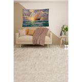 Pelangi Mavi Okyanustaki Gemi Desenli Leke Tutmaz Kadife Kumaş Duvar Örtüsü Duvar Halısı Tapestry YWLL442, 100 x 140