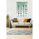 Pelangi Mavi Shots Menü Leke Tutmaz Kadife Kumaş Duvar Örtüsü Duvar Halısı Tapestry DWLL305, 70 x 100