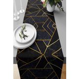 Pelangi Mermer Desenli Leke Tutmaz Kumaş Salon Mutfak Masa Değişik Ranır Modelleri Runner, Lacivert-Gold 40 x 140