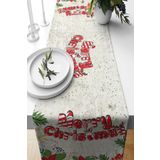 Pelangi Merry Christmas Yılbaşı Süsü Tema Leke Tutmaz Kumaş Salon Mutfak Masa Değişik Ranır Modeli Runner, Beyaz-Yeşil-Kırmızı 40 x 140