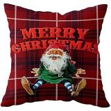 Pelangi Merry Christmas Yılbaşı Temalı Çift Taraflı Gizli Fermuar Yastık Kılıfı Kırlent Koltuk Yastık Kılıfı, Bordo 43 x 43