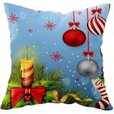 Pelangi Merry Christmas Yılbaşı Temalı Çift Taraflı Gizli Fermuar Yastık Kılıfı Kırlent Koltuk Yastık Kılıfı, Mavi-Kırmızı 43 x 43