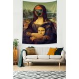 Pelangi Mona Lisa Çığlık Tablosu Leke Tutmaz Kumaş Duvar Örtüsü Duvar Halısı Tapestry PNTR424, 70 x 70