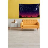 Pelangi Mor Ay Ve Yıldız Leke Tutmaz Kadife Kumaş Duvar Örtüsü Duvar Halısı Tapestry YWLL393, 35 x 50