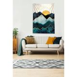 Pelangi Multirenk Güneşin Doğuşu Sunset Leke Tutmaz Kadife Kumaş Duvar Örtüsü Duvar Halısı Tapestry DWLL314, 100 x 140