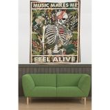 Pelangi Mutlu Hissettiren Müzik Temalı Leke Tutmaz Kumaş Duvar Örtüsü Duvar Halısı Tapestry PNTR055, 140 x 140