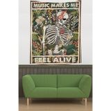 Pelangi Mutlu Hissettiren Müzik Temalı Leke Tutmaz Kumaş Duvar Örtüsü Duvar Halısı Tapestry PNTR055, 35 x 50
