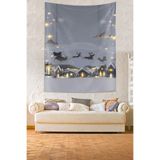 Pelangi Noel Baba Kızağı Ve Geyikleri Yılbaşı Temalı Leke Tutmaz Kumaş Duvar Örtüsü Duvar Halısı Tapestry PNTR131, 35 x 50