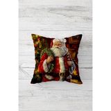 Pelangi Noel Baba Yılbaşı Temalı Çift Tarafı Baskı Gizli Fermuar Yastık Kılıfı Kırlent Koltuk Yastık Kılıfı - 45 x 45 cm - Renkli