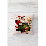 Pelangi Noel Baba Yılbaşı Temalı Çift Tarafı Baskı Gizli Fermuar Yastık Kılıfı Kırlent Koltuk Yastık Kılıfı, pudra 45 x 45, 24691173945451