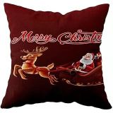 Pelangi Noel Baba Yılbaşı Temalı Çift Taraflı Gizli Fermuarlı Yastık Kılıfı Kırlent Koltuk Yastık Kılıfı, Bordo-Gold 43 x 43