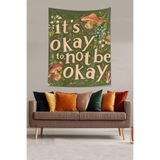 Pelangi Okey Değilkende Okey Pozitif Bakış Optimist Leke Tutmaz Kumaş Duvar Örtüsü Duvar Halısı Tapestry PNTR444, 140 x 140