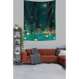 Pelangi Ormandaki Kız Ay Ve Yıldızlar Leke Tutmaz Kumaş Duvar Örtüsü Duvar Halısı Tapestry PNTR119, 70 x 70