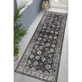 Pelangi Osmanlı Motifler Desenli Etnik Dijital Baskı Yıkanabilir Kaymaz Taban Salon Halı ve Yolluk, Gri 80 x 150, 95555450801507