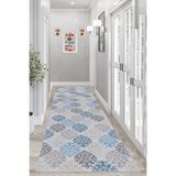 Pelangi Osmanlı Motifler Desenli Etnik Dijital Baskı Yıkanabilir Kaymaz Taban Salon Halı ve Yolluk, Gri 80 x 150, 95555490801507
