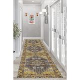 Pelangi Osmanlı Motifler Desenli Etnik Dijital Baskı Yıkanabilir Kaymaz Taban Salon Halı ve Yolluk, Hardal-Bej 80 x 150, 955587811801507