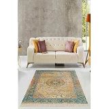 Pelangi Osmanlı Motifler Desenli Yıkanabilir Kaymaz Taban Salon Halısı, Bej 160 x 230