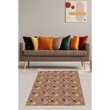 Pelangi Patchwork Kilim Desenli Dijital Baskı Yıkanabilir Kaymaz Taban Etnik Salon Halısı Ve Yolluk, Kahverengi 160 x 240