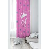 Pelangi Pembe A Harfli Yıldızlı Dijital Baskı Yıkanabilir Bebek Çocuk Odası Fon Perdesi, pembe-beyaz 140 x 200