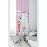 Pelangi Pembe Ayıcık Desenli Dijital Baskı Yıkanabilir Bebek Çocuk Odası Fon Perdesi, karışık renkli 140 x 200