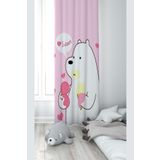 Pelangi Pembe Ayıcık Desenli Dijital Baskı Yıkanabilir Bebek Çocuk Odası Fon Perdesi, karışık renkli 70 x 270