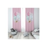 Pelangi Pembe Balona Binen Fil Desenli Dijital Baskı Yıkanabilir Bebek Çocuk Odası Fon Perdesi, açık pembe - mavi 140 x 200