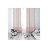 Pelangi Pembe Düz Çizgi Geçişli Dijital Baskı Yıkanabilir Bebek Çocuk Odası Fon Perdesi, pembe-beyaz-gold 140 x 240