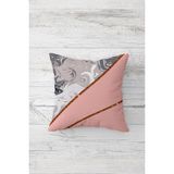 Pelangi Pembe Gri Şeritli Çift Tarafı Baskılı Gizli Fermuarlı Yastık Kılıfı Kırlent Koltuk Yastık Kılıfı - 45 x 45 cm