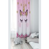 Pelangi Pembe Kedi Desenli Dijital Baskı Yıkanabilir Bebek Çocuk Odası Fon Perdesi, karışık renkli 140 x 200