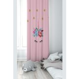 Pelangi Pembe Kedi Desenli Dijital Baskı Yıkanabilir Bebek Çocuk Odası Fon Perdesi, toz pembe 70 x 200