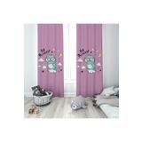 Pelangi Pembe Kuş Desenli Dijital Baskı Yıkanabilir Bebek Çocuk Odası Fon Perdesi, beyaz-pembe-sarı 70 x 200