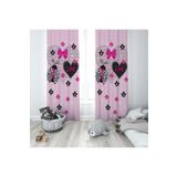 Pelangi Pembe Love Desenli Dijital Baskı Yıkanabilir Bebek Çocuk Odası Fon Perdesi, pembe-siyah 140 x 240