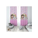 Pelangi Pembe Prensen Ve Unicorn Desenli Dijital Baskı Yıkanabilir Bebek Çocuk Odası Fon Perdesi, açık-koyu pembe 140 x 270