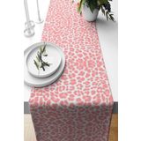 Pelangi Pembe Renkli Leopar Desenli Leke Tutmaz Kumaş Salon Mutfak Masa Ranır Modelleri Runner, Pembe 40 x 140