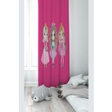 Pelangi Pembe Üçlü Kız Desenli Dijital Baskı Yıkanabilir Bebek Çocuk Odası Fon Perdesi, fuşya 140 x 270