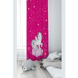 Pelangi Pembe Unicorn Desenli Dijital Baskı Yıkanabilir Bebek Çocuk Odası Fon Perdesi, pembe 70 x 200, 110361702001