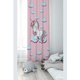 Pelangi Pembe Unicorn Desenli Dijital Baskı Yıkanabilir Bebek Çocuk Odası Fon Perdesi, pembe 70 x 240, 1103314702401
