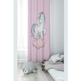 Pelangi Pembe Unicorn Desenli Dijital Baskı Yıkanabilir Bebek Çocuk Odası Fon Perdesi, şeker pembe 70 x 240