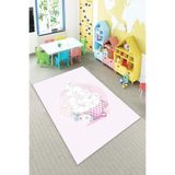 Pelangi Pudra Tavşan Desenli Yıkanabilir Kaymaz Taban Leke Tutmaz Bebek Ve Çocuk Odası Halısı, Pudra 100 x 600, 901357077100600