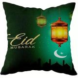 Pelangi Ramazan Fener Hilal Eid Mubarak Çift Taraflı Gizli Fermuar Yastık Kılıf Kırlent Koltuk Yastık Kılıf, Yeşil 43 x 43