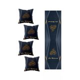 Pelangi Ramazan Salon Mutfak Masa Değişik Ranır Modelleri Dekoratif 4'lü Kırlent Kılıfı ve Runner Seti, Gold 40 x 140