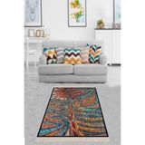 Pelangi Renkli Ağaç Desenli Dijital Baskı Yıkanabilir Kaymaz Taban Etnik Kilim Desen Salon Halısı Ve Yolluk, Kahverengi-Turkuaz 100 x 500